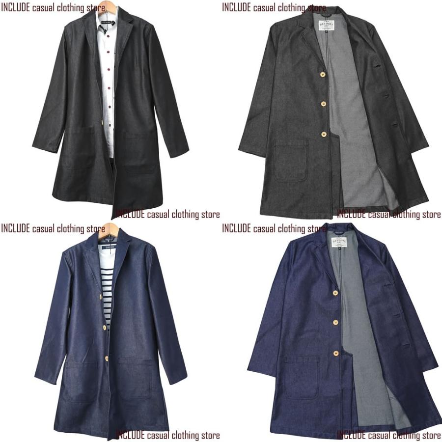 送料無料 ショップコート スプリングコート デニムコート ロングコート アウター チェスターコート 春コート メンズ |  | 03