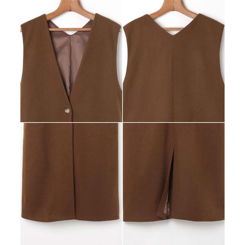 しっとりとしたフラノ調のフェイクウール オモテ起毛暖かロングジレ |  | 03