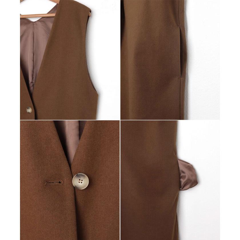 しっとりとしたフラノ調のフェイクウール オモテ起毛暖かロングジレ |  | 04