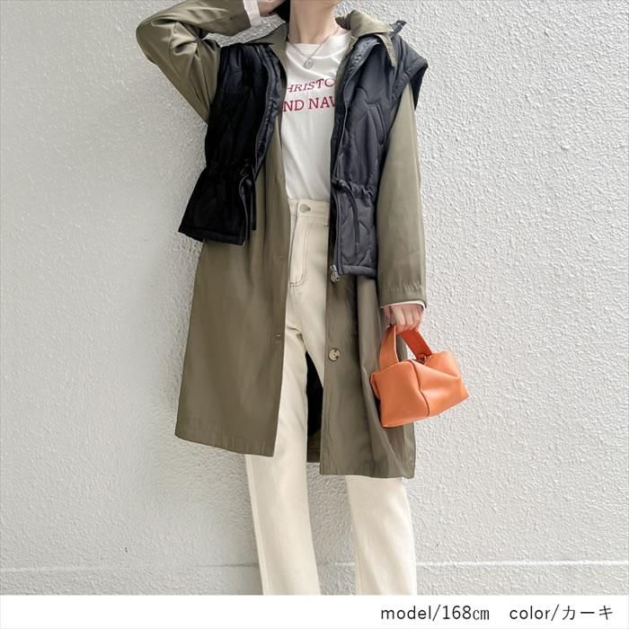 マニッシュな印象の微光沢でしゃり感のある素材のステンカラー ロングコート |  | 06