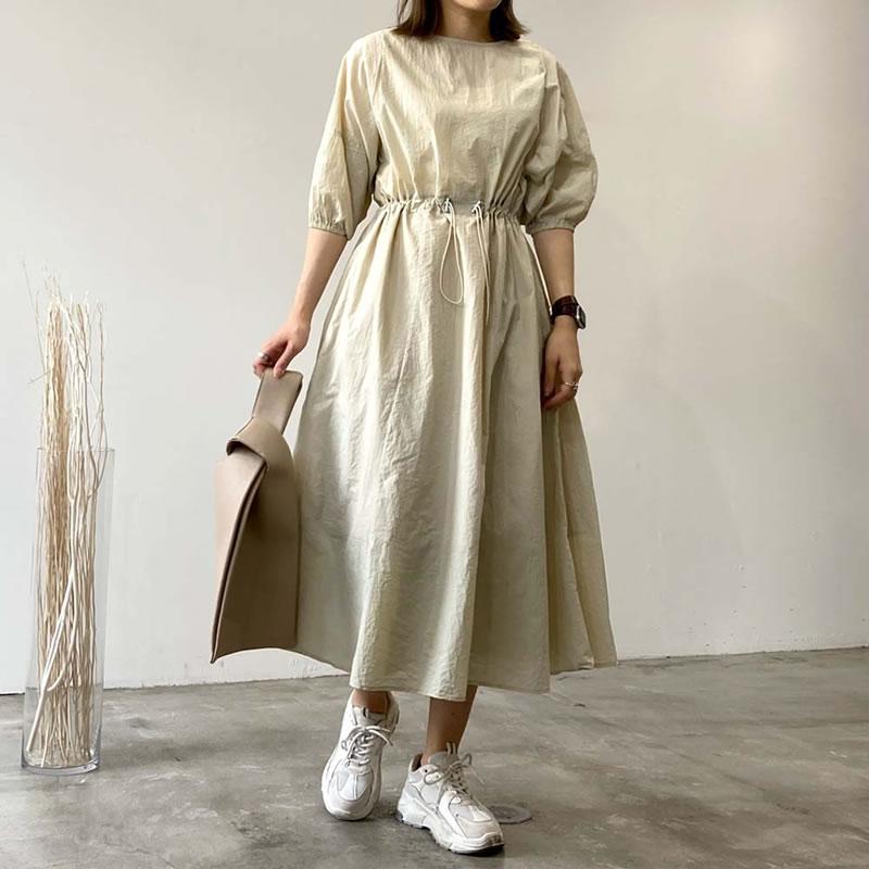 ウエスト部分のドロスト仕様がポイント ランタンスリーブワンピース |  | 04