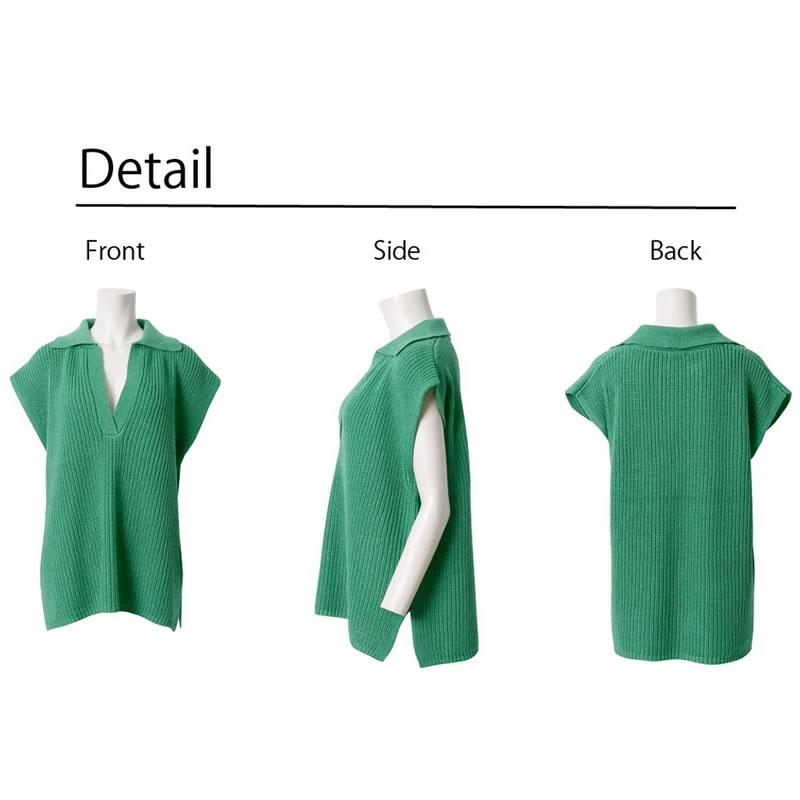 顔周りがすっきり見えるスキッパー 襟付きニットビックベスト |  | 11