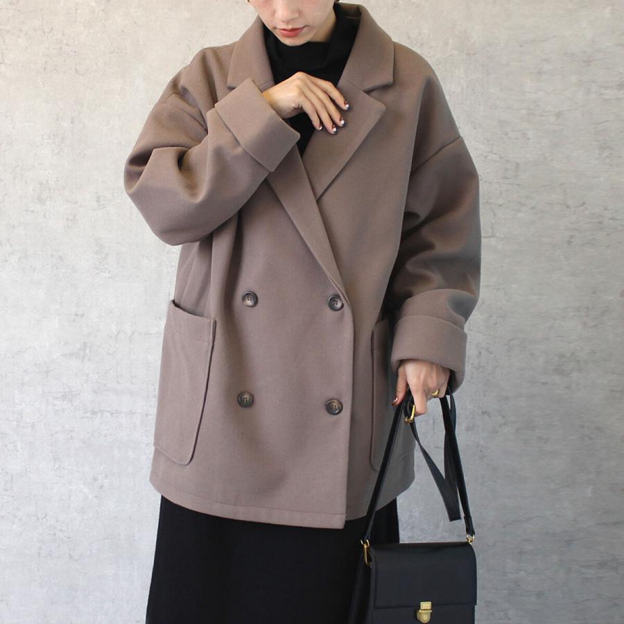 ダブルボタンのテーラードジャケット コート ゆるっとしたシルエットが魅力 |  | 02
