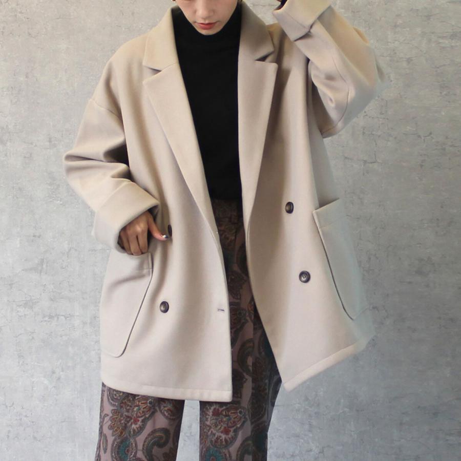 ダブルボタンのテーラードジャケット コート ゆるっとしたシルエットが魅力 |  | 05