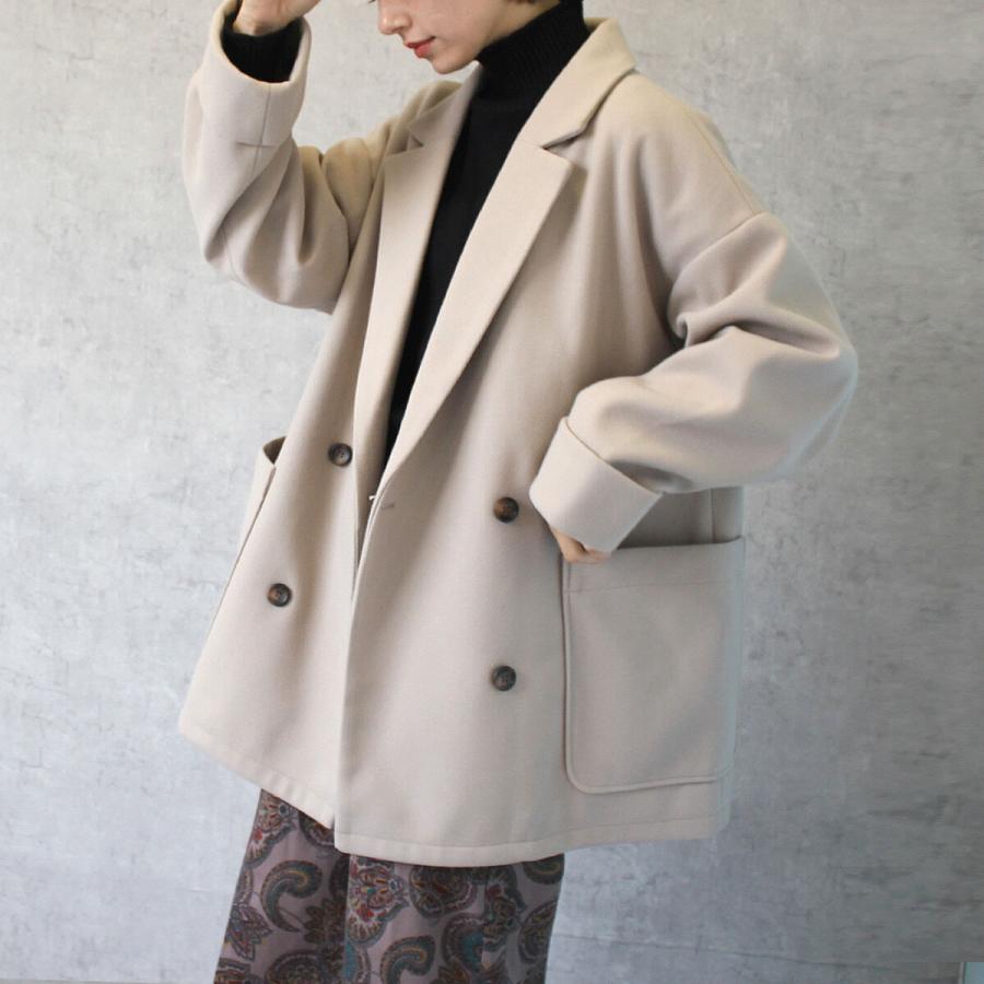 ダブルボタンのテーラードジャケット コート ゆるっとしたシルエットが魅力 |  | 07