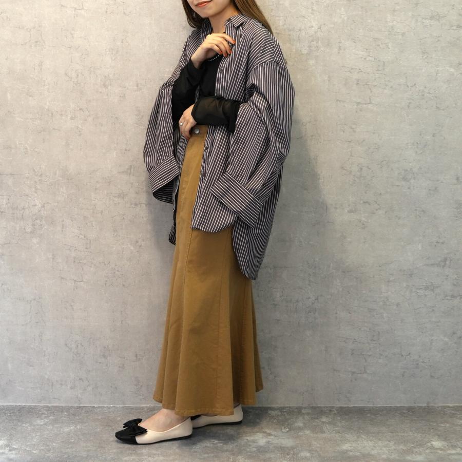 ゆったりシルエットの袖開きストライプ長袖シャツ 2way ブラウス トップス |  | 11