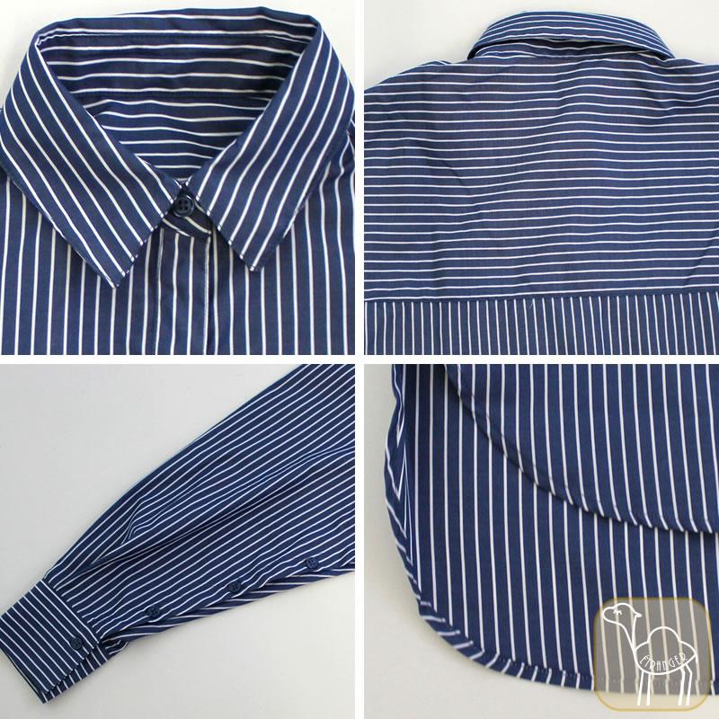 ゆったりシルエットの袖開きストライプ長袖シャツ 2way ブラウス トップス |  | 18