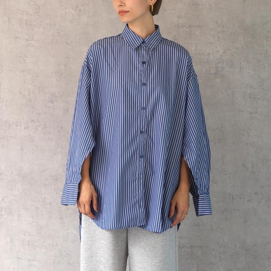 ゆったりシルエットの袖開きストライプ長袖シャツ 2way ブラウス トップス |  | 05