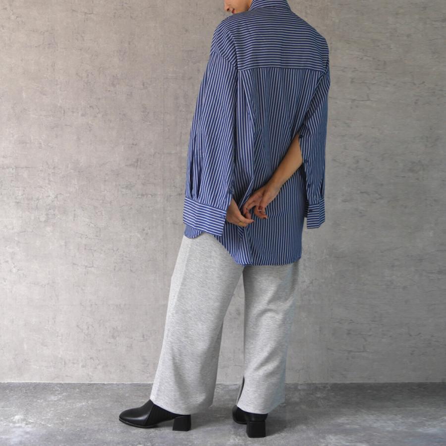 ゆったりシルエットの袖開きストライプ長袖シャツ 2way ブラウス トップス |  | 07