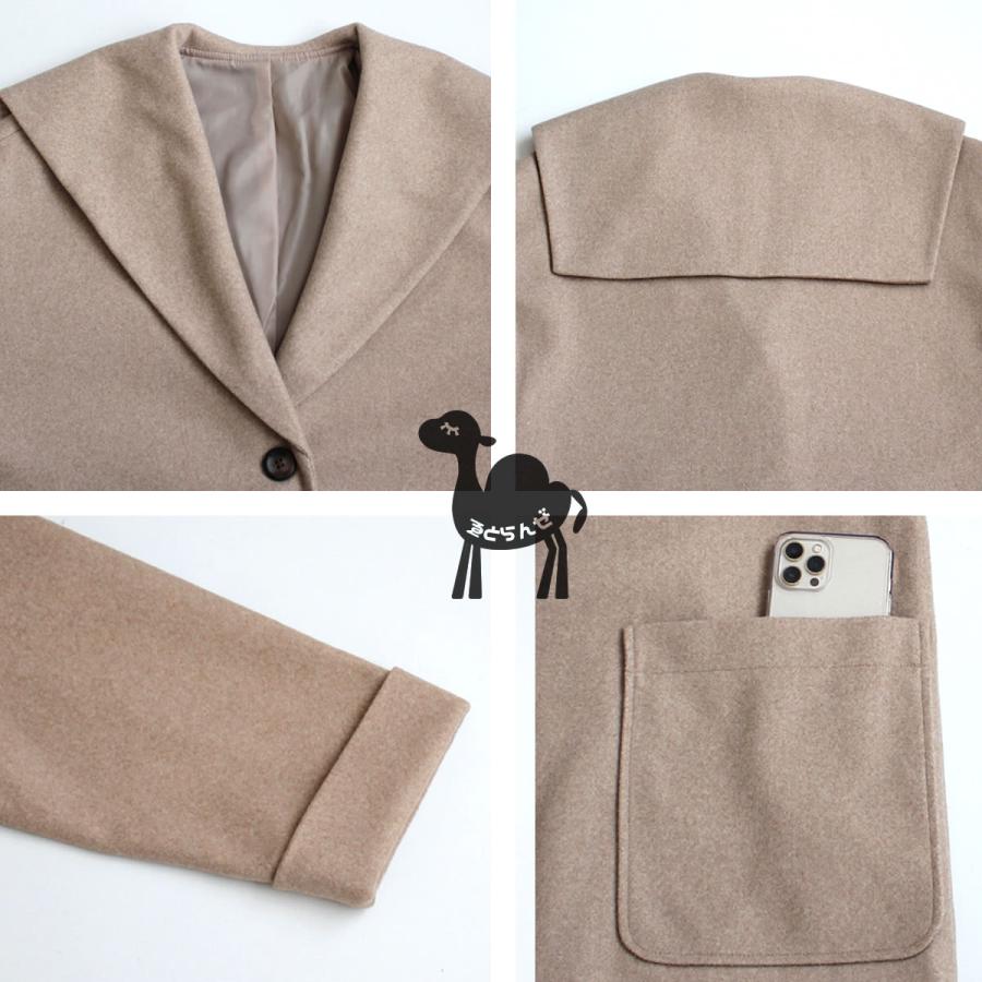 セーラーカラーのバックスタイルがポイントのミドル丈ジャケットコート |  | 16