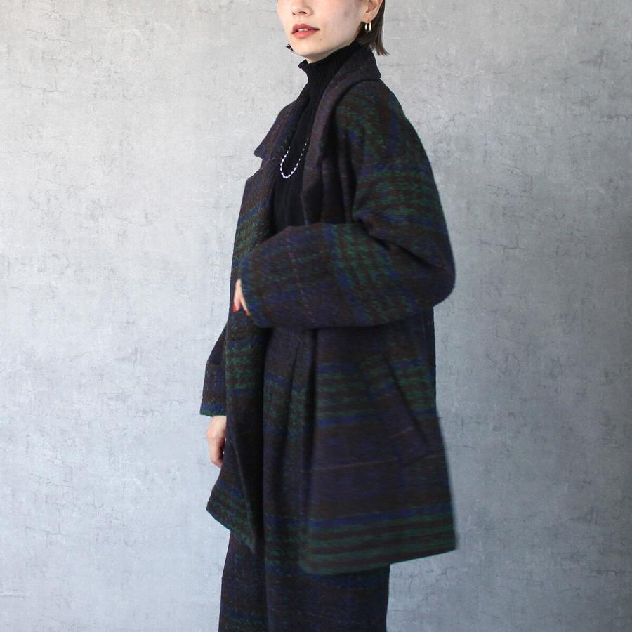 落ち着いたトーンにポイントカラーがあしらわれたリングチェックダブルジャケット |  | 08