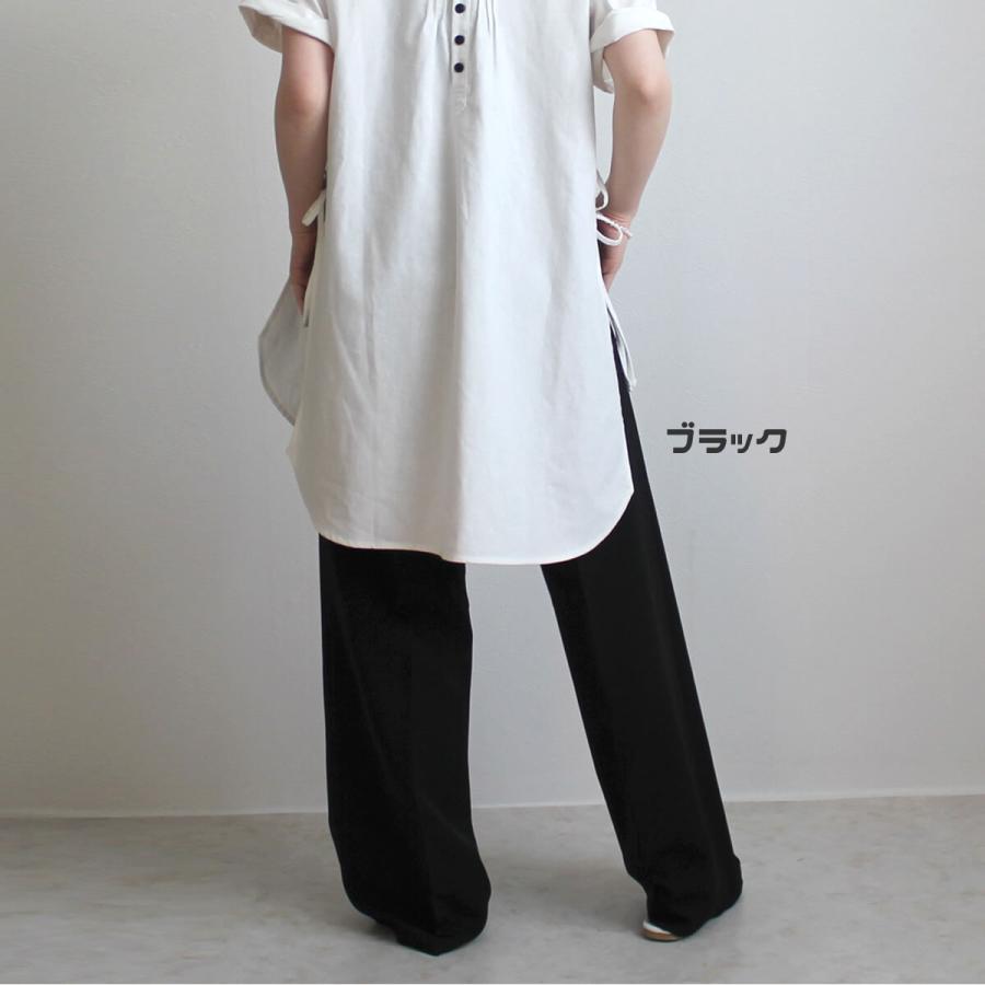 落ち感のあるストレートシルエット ハイウエストデザイン ワイドロングパンツ |  | 02