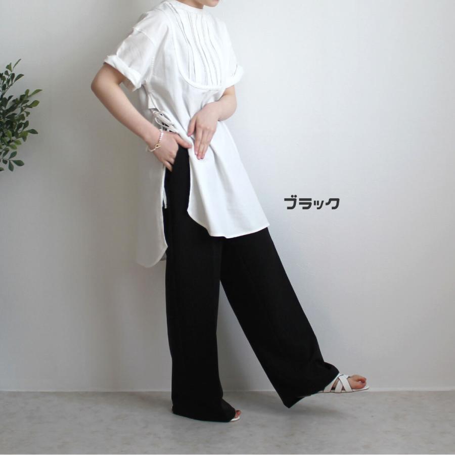 落ち感のあるストレートシルエット ハイウエストデザイン ワイドロングパンツ |  | 03