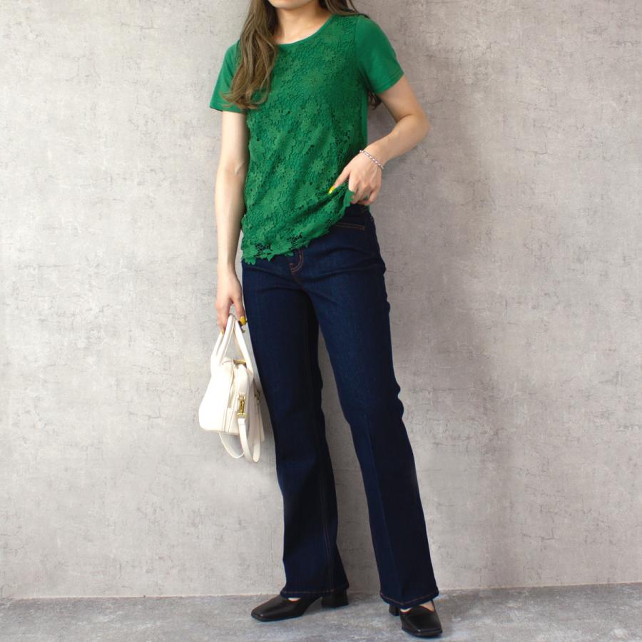 大き目の花柄レースで奇麗と可愛さの両方を欲張った前身レースTシャツ |  | 08