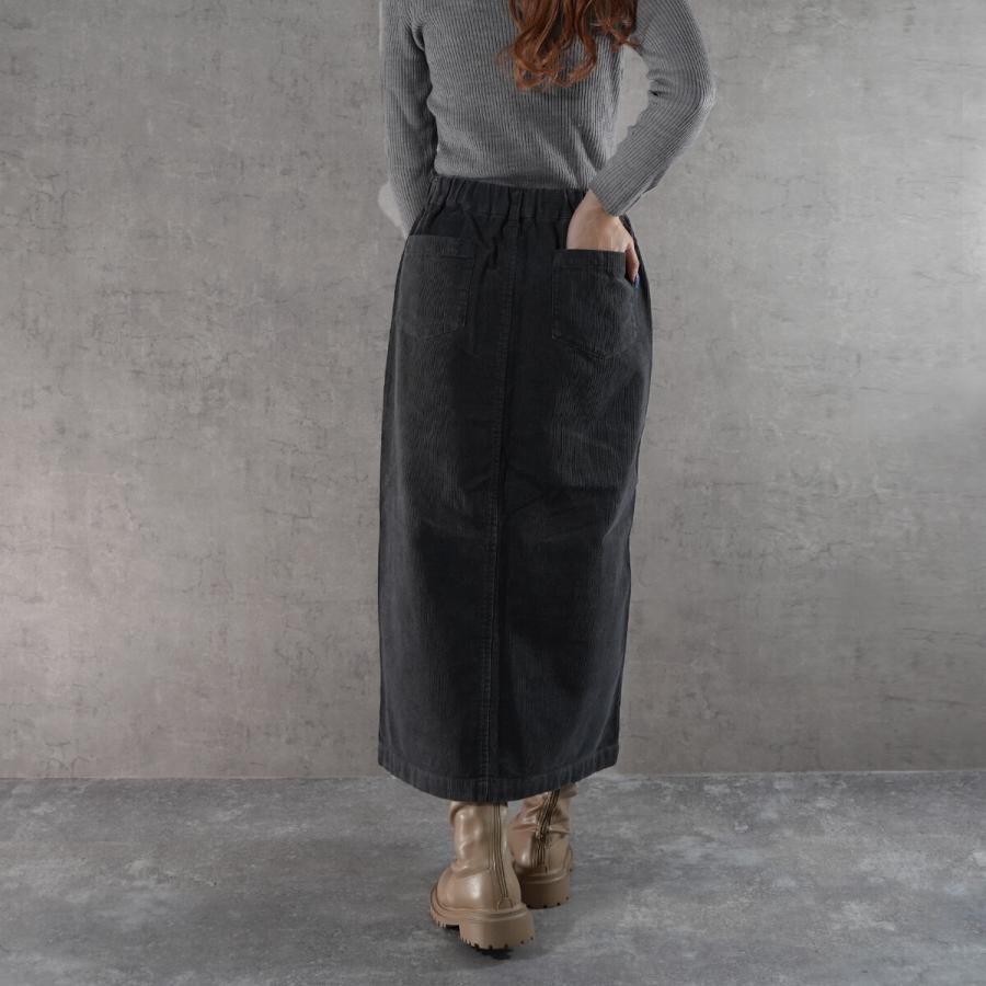 季節感をアップさせるコーデュロイ素材を使用した細見えIラインシルエットのロングスカート |  | 02