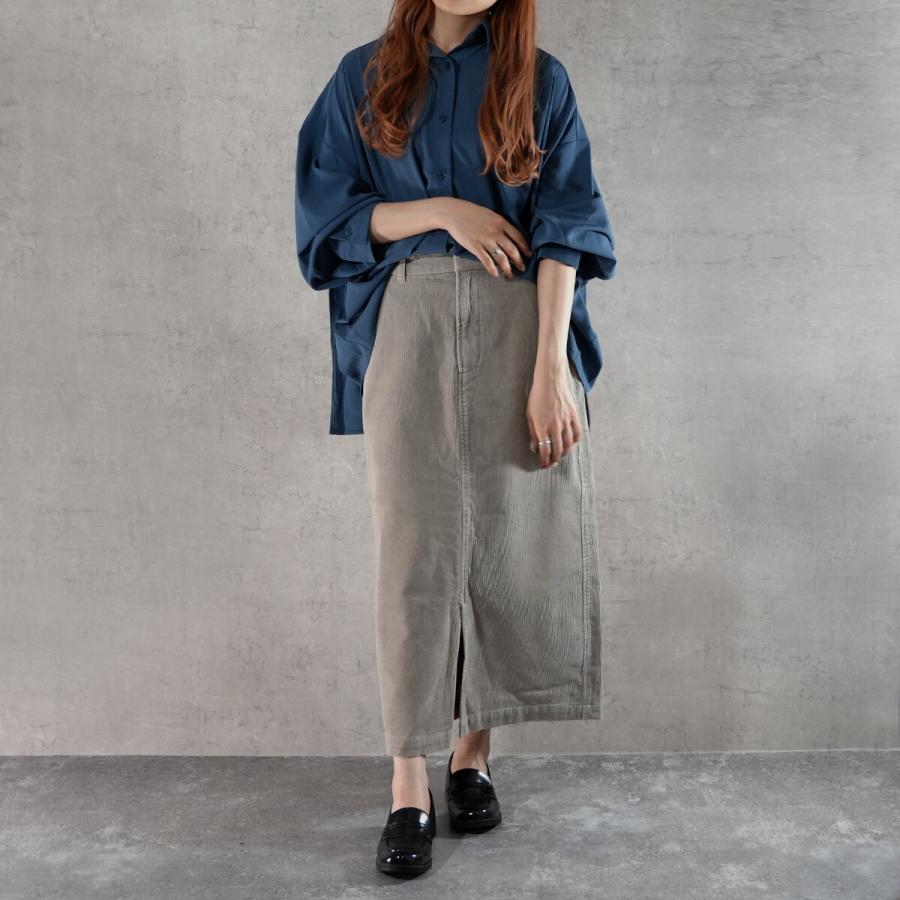 季節感をアップさせるコーデュロイ素材を使用した細見えIラインシルエットのロングスカート |  | 04