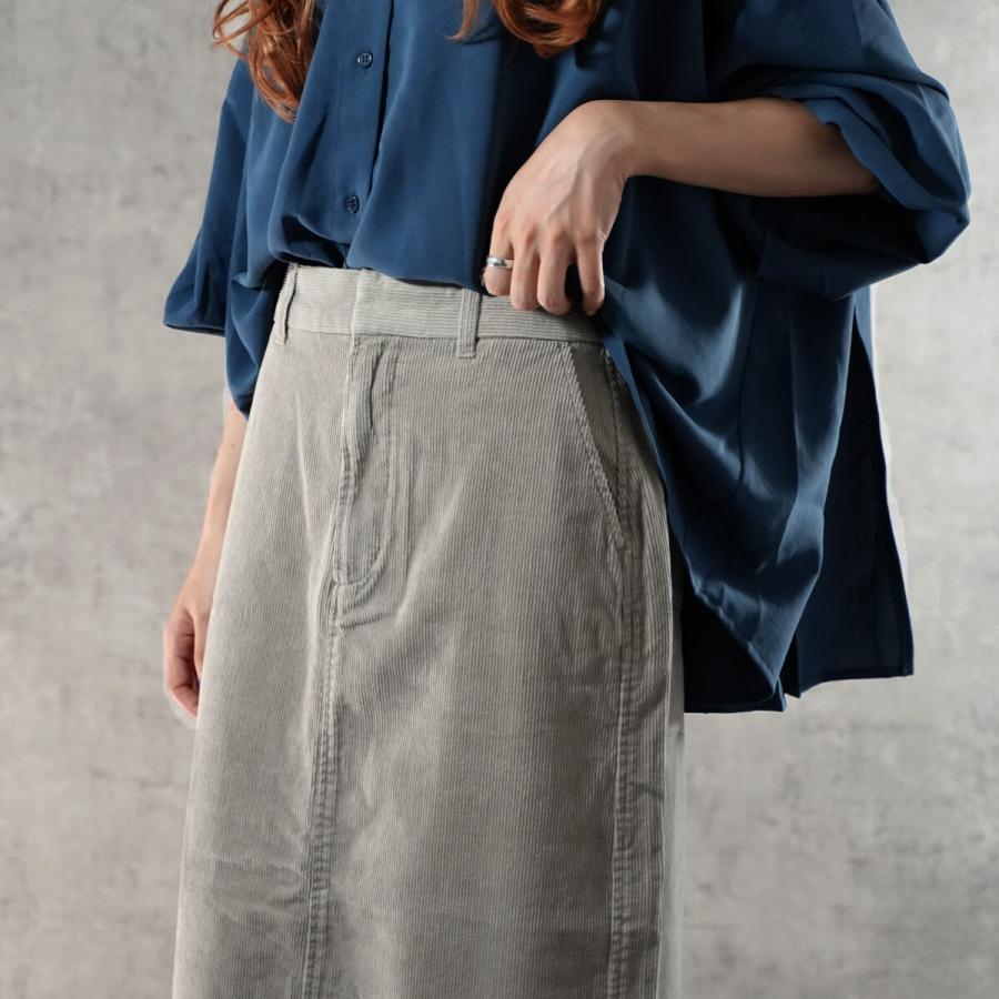 季節感をアップさせるコーデュロイ素材を使用した細見えIラインシルエットのロングスカート |  | 06