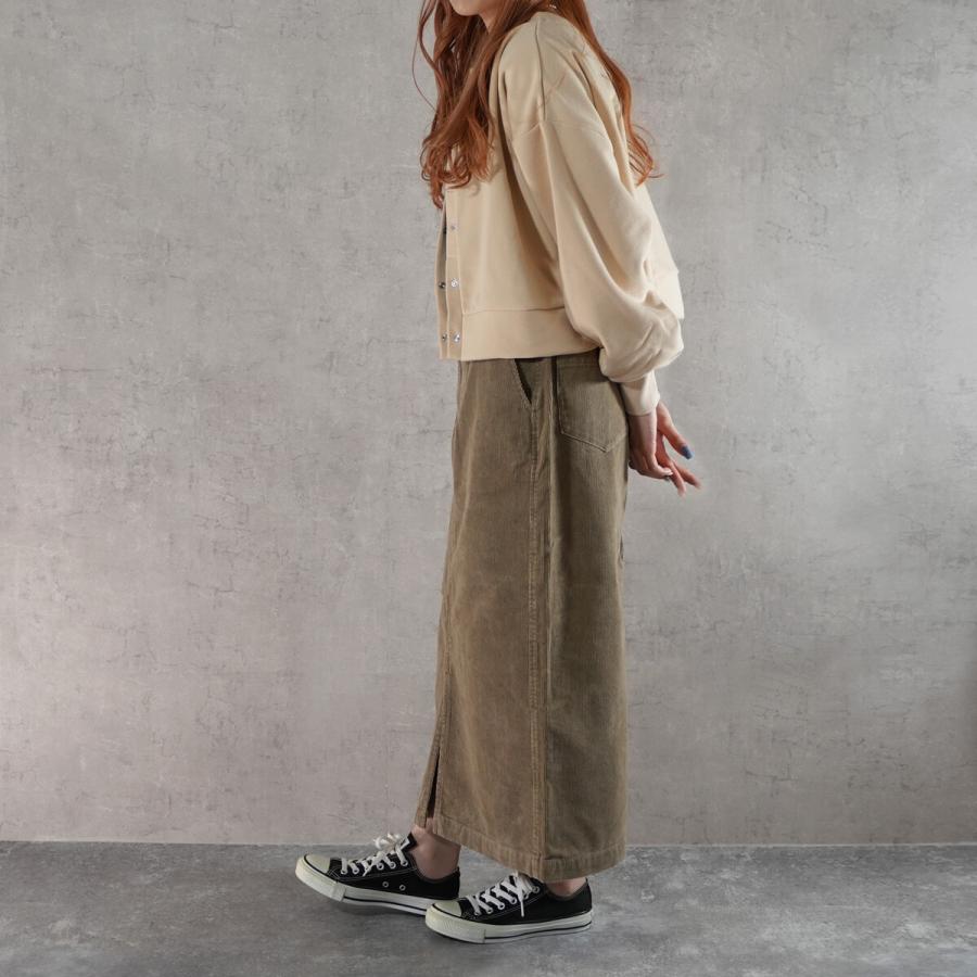 季節感をアップさせるコーデュロイ素材を使用した細見えIラインシルエットのロングスカート |  | 08