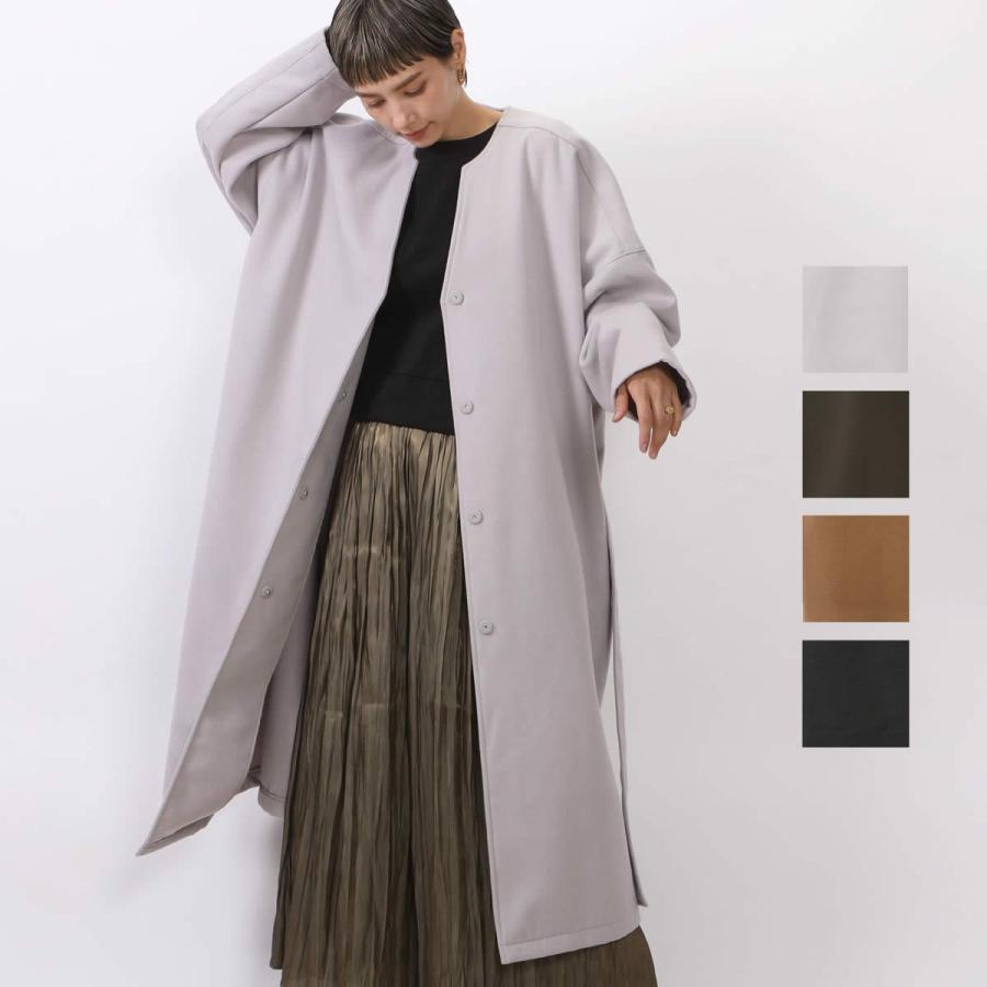 飽きのこないシンプルなデザインで肌触りの良いライトメルトンロングコート | 