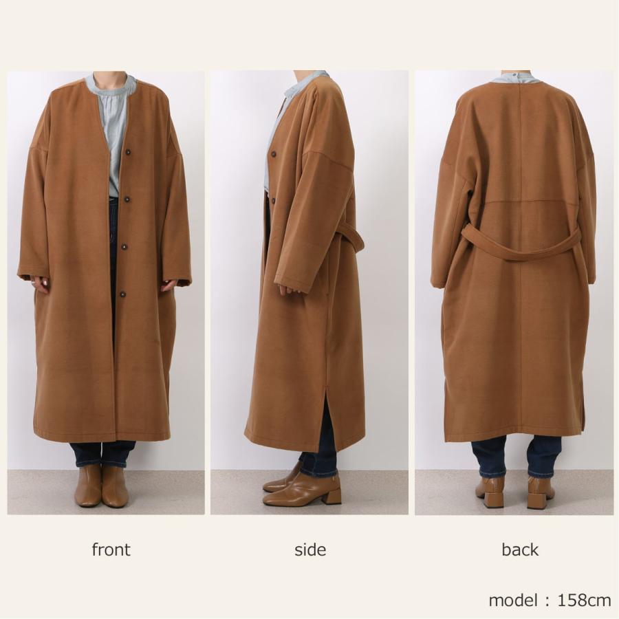 飽きのこないシンプルなデザインで肌触りの良いライトメルトンロングコート |  | 12
