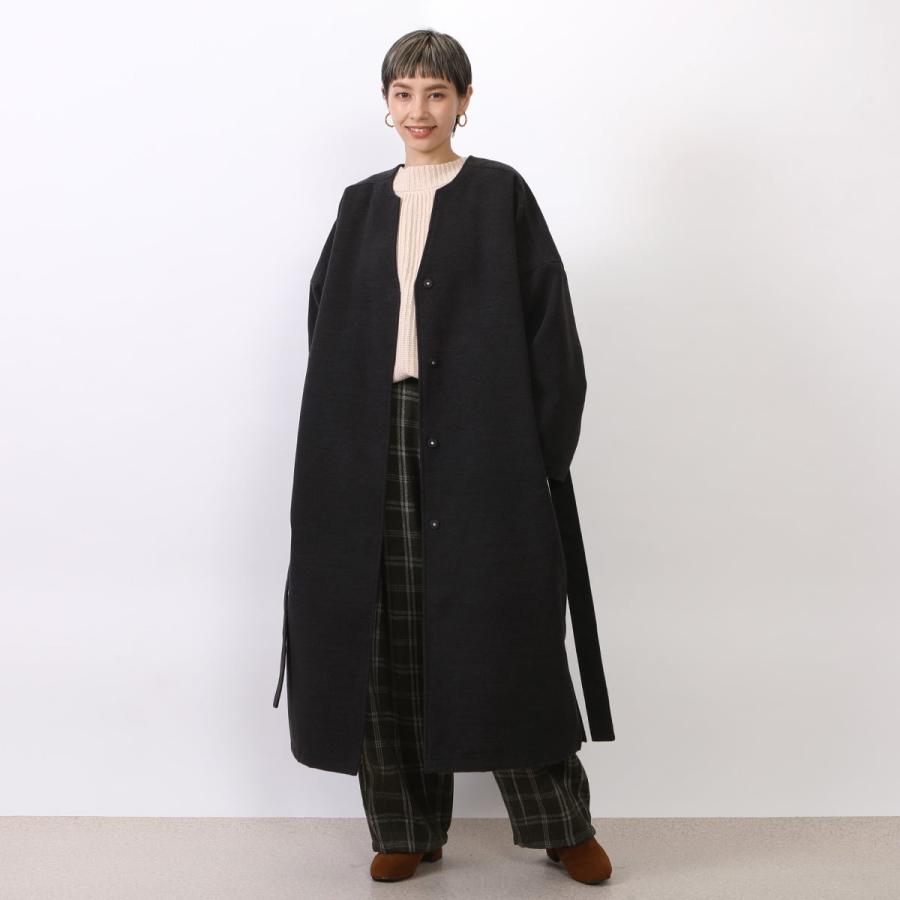 飽きのこないシンプルなデザインで肌触りの良いライトメルトンロングコート |  | 08