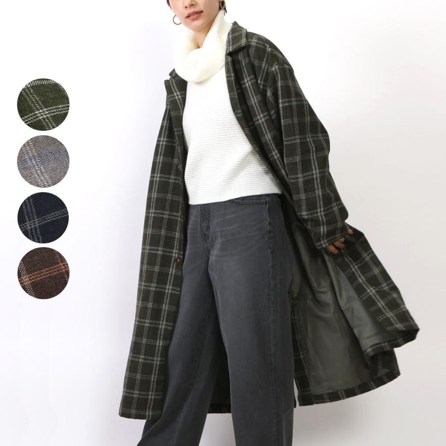 トレンドの大柄チェック柄がベーシックなデザインのチェックコート | 