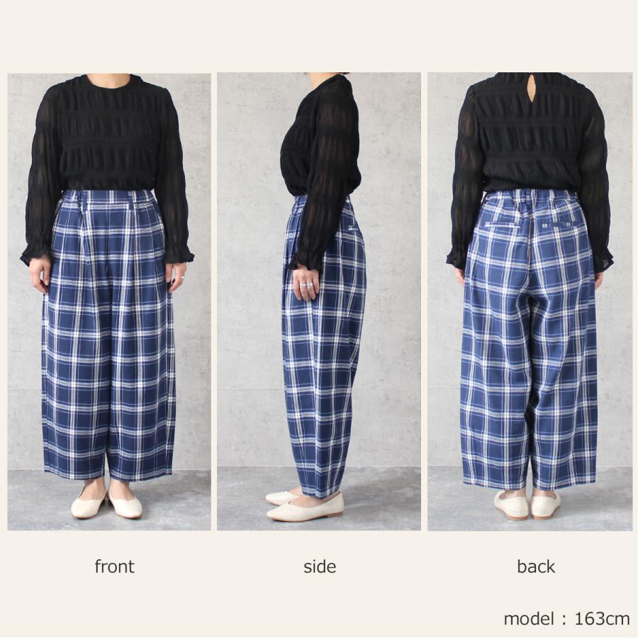 大人可愛いを演出してくれる綿麻素材のチェック柄サーカスパンツ |  | 13