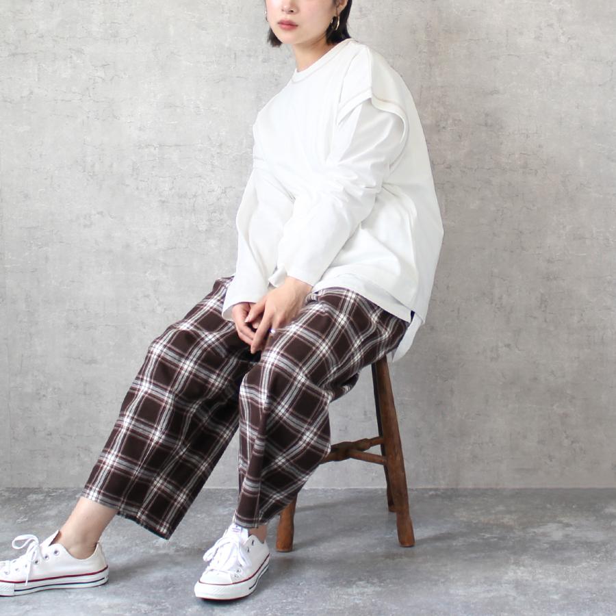 大人可愛いを演出してくれる綿麻素材のチェック柄サーカスパンツ |  | 07