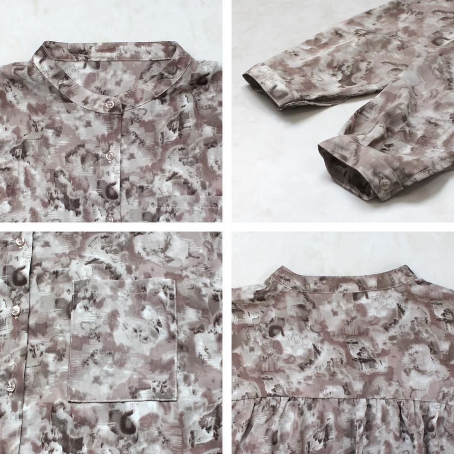 ニュアンス柄と落ち感のある素材が特徴のバンドカラーシャツ |  | 12