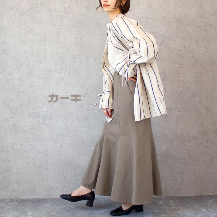 ストレッチ性のある素材を使用することで腰回りをスッキリとみせるマーメイドラインのロングスカート |  | 12