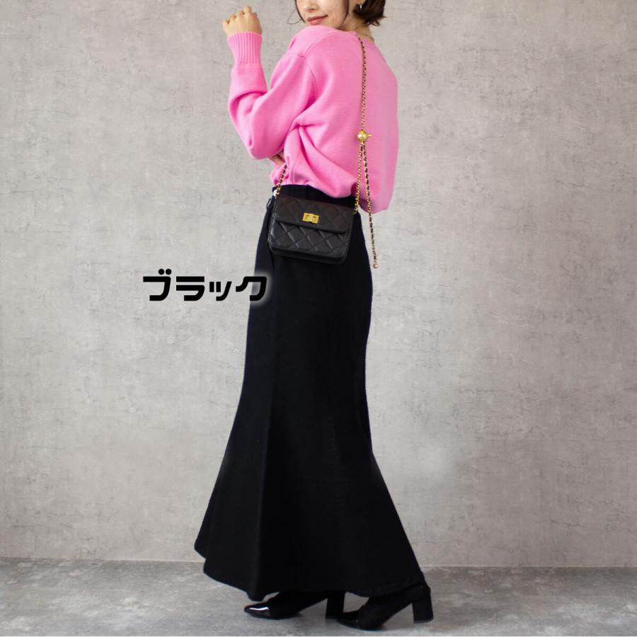 ストレッチ性のある素材を使用することで腰回りをスッキリとみせるマーメイドラインのロングスカート |  | 15