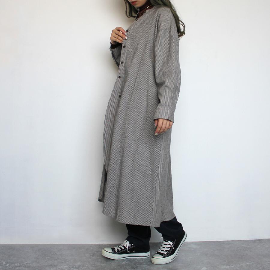 抜群な着心地とシルエットにこだわったネルストライプロングシャツ ワンピース |  | 10