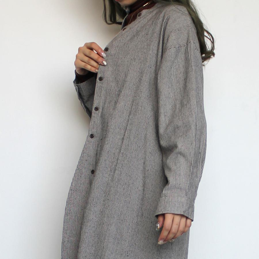 抜群な着心地とシルエットにこだわったネルストライプロングシャツ ワンピース |  | 12