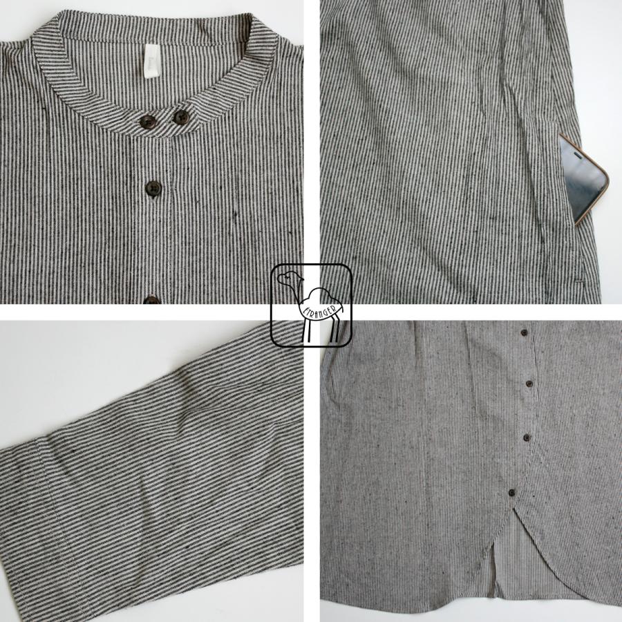 抜群な着心地とシルエットにこだわったネルストライプロングシャツ ワンピース |  | 18