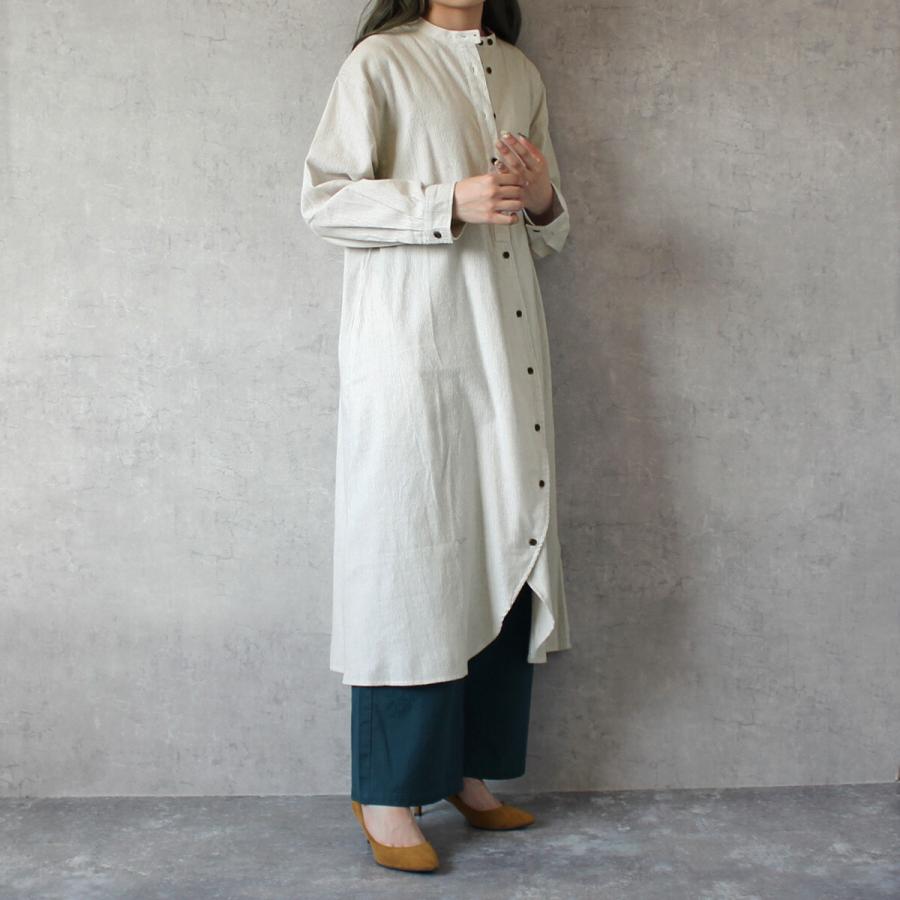 抜群な着心地とシルエットにこだわったネルストライプロングシャツ ワンピース |  | 01