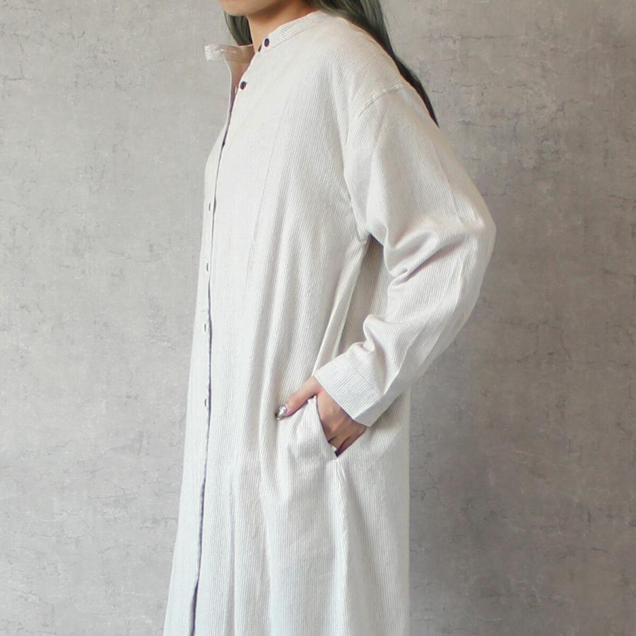 抜群な着心地とシルエットにこだわったネルストライプロングシャツ ワンピース |  | 02