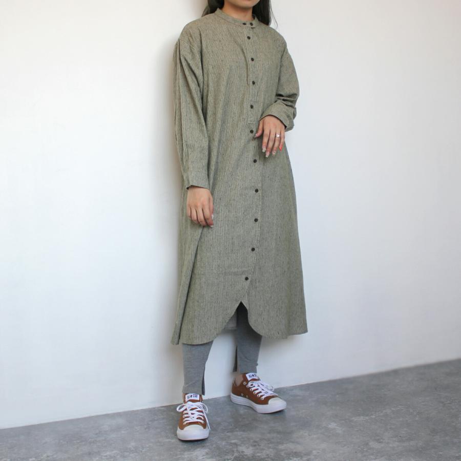 抜群な着心地とシルエットにこだわったネルストライプロングシャツ ワンピース |  | 05