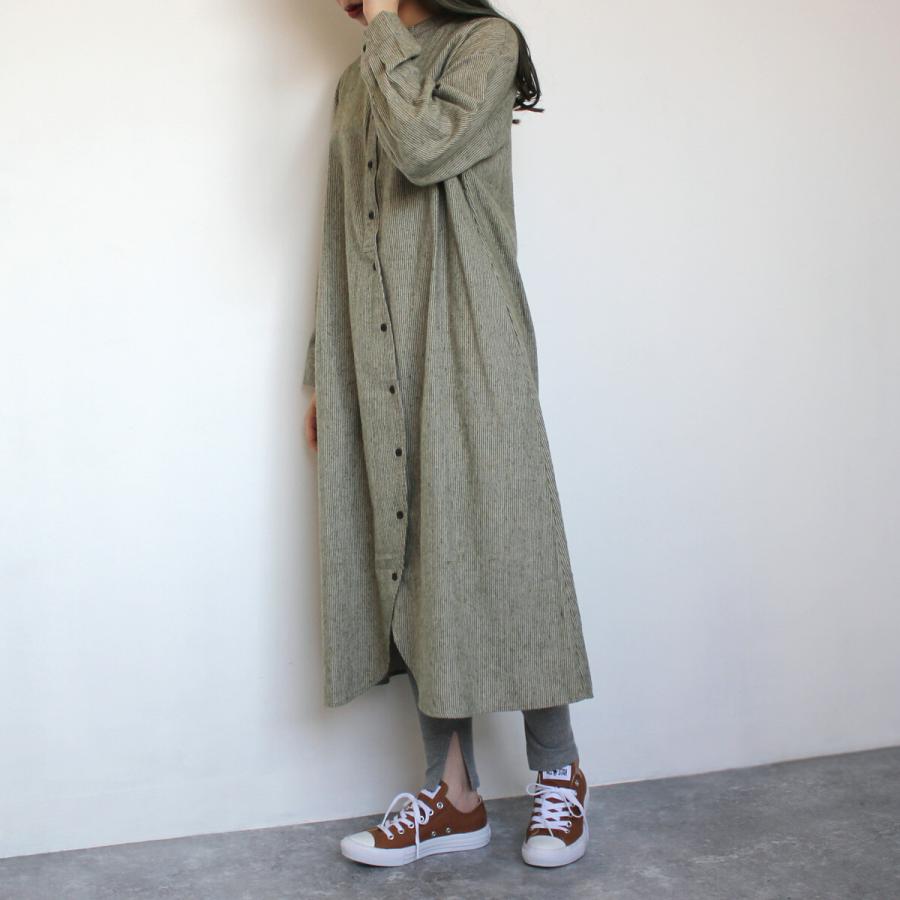 抜群な着心地とシルエットにこだわったネルストライプロングシャツ ワンピース |  | 06