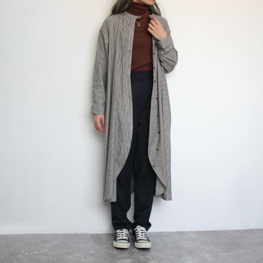 抜群な着心地とシルエットにこだわったネルストライプロングシャツ ワンピース |  | 09