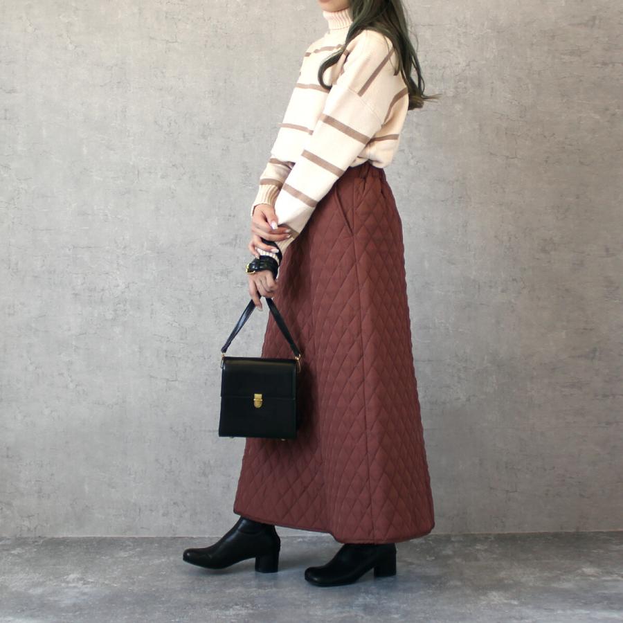 印象的なキルティング素材で美しいAラインのロングスカート 防寒 |  | 10