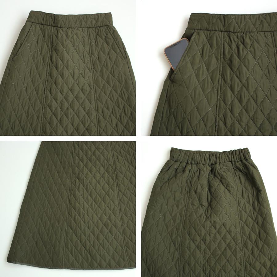 印象的なキルティング素材で美しいAラインのロングスカート 防寒 |  | 14