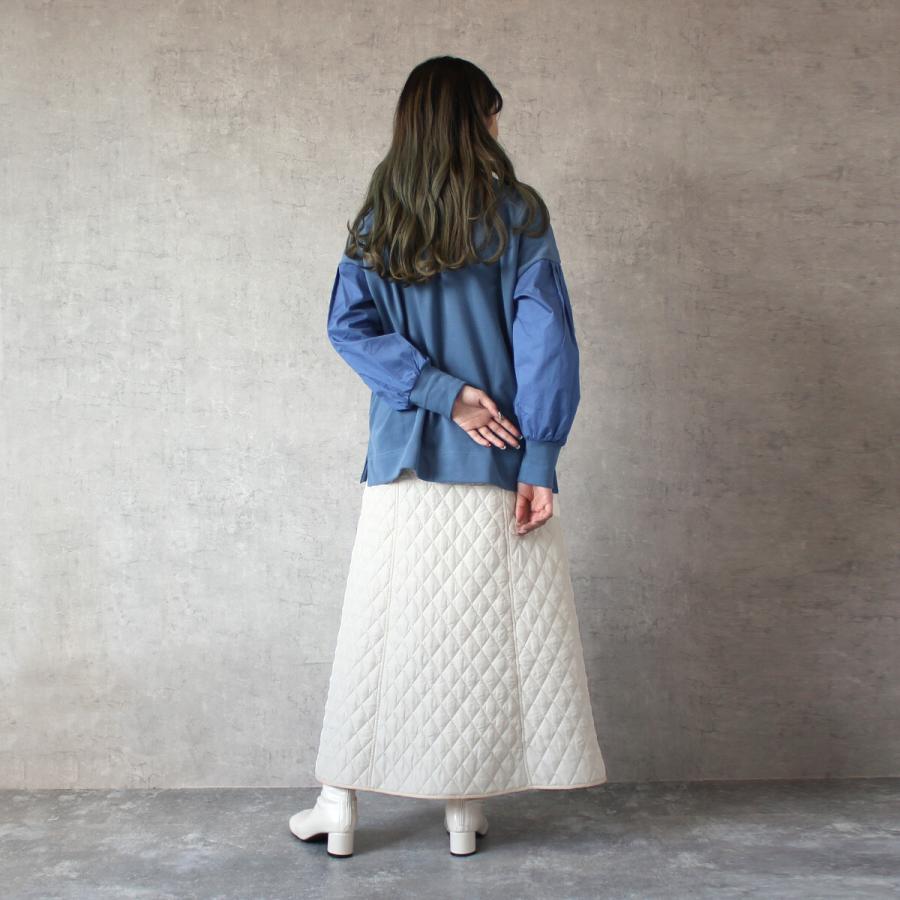 印象的なキルティング素材で美しいAラインのロングスカート 防寒 |  | 07