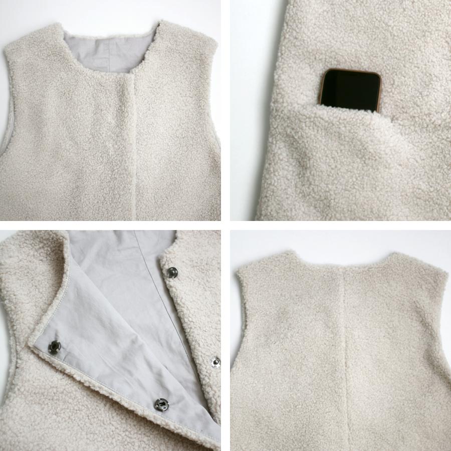 シーズンムード高まるボア素材で仕上げた羽織るだけでトレンド感漂うロングジレ |  | 17