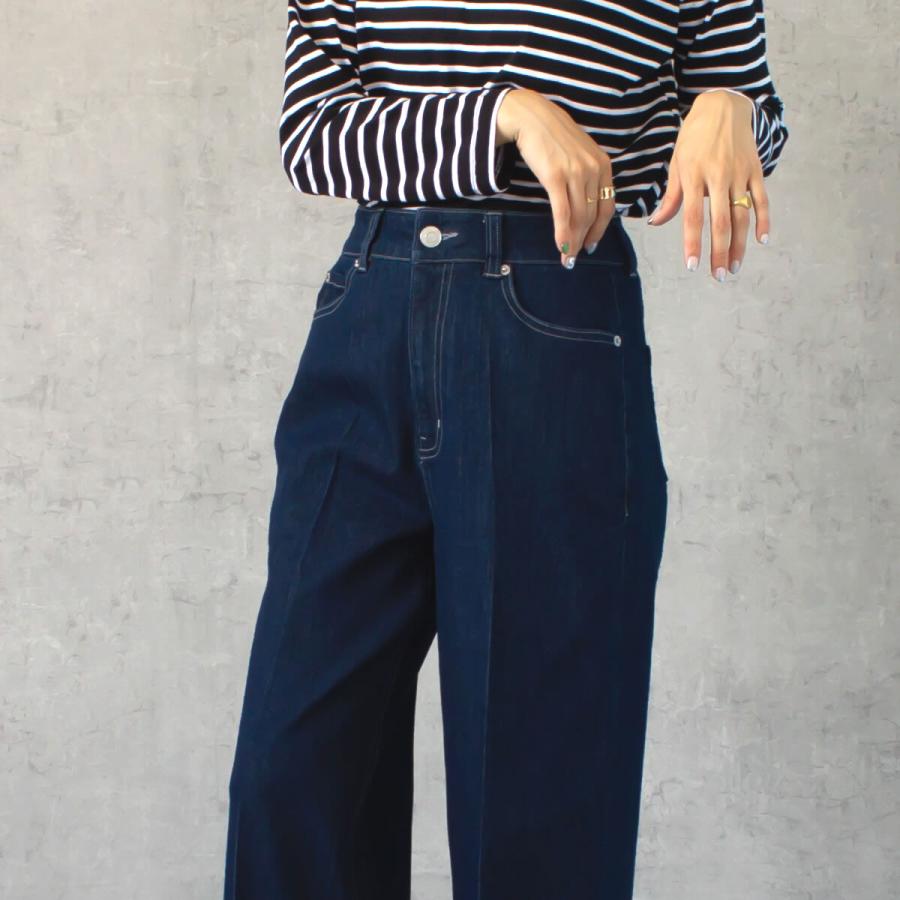 太めのロールアップデザインとセンタープレスでワイド幅でも野暮ったさなくすっきりした印象のワイドパンツ |  | 13