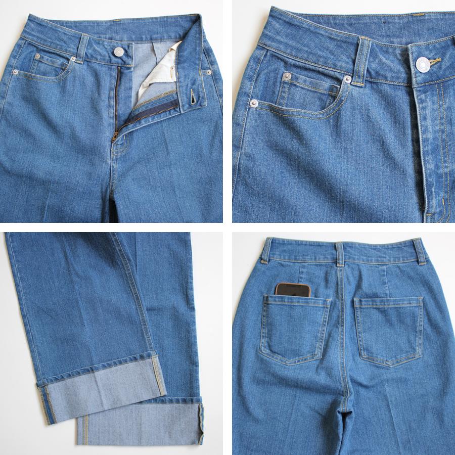 太めのロールアップデザインとセンタープレスでワイド幅でも野暮ったさなくすっきりした印象のワイドパンツ |  | 16