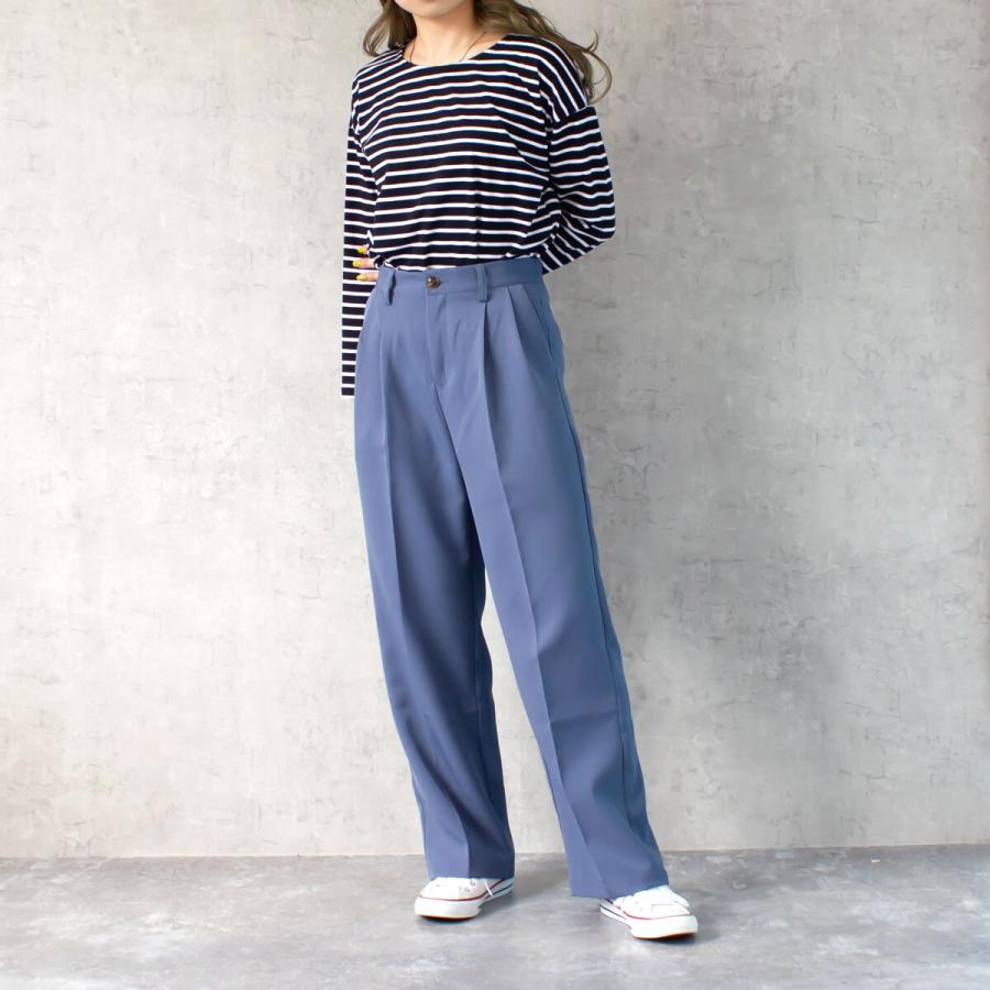 オールシーズン使えるすっきりとしたルーズ感が女性らしいカラートラウザーパンツ |  | 08