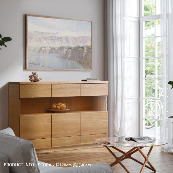 SCORA 飾り棚付き サイドボード 幅140cm 150cm 無垢 ホワイトオーク キャビネット 旭川家具 引き出し 完成品 国産 おしゃれ 北欧 |  | 04