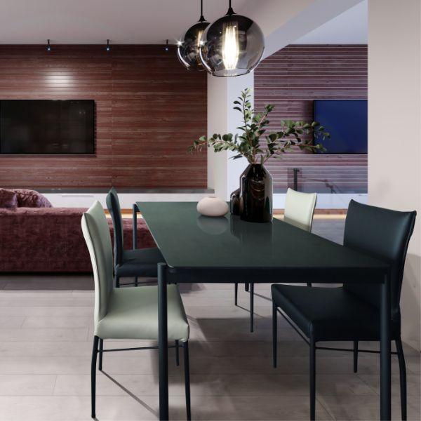 組立設置付 セラミック スチール脚ダイニングセット 幅180 5点セット チェア 白 ホワイト グレー 食卓 おしゃれ シンプル モダン 黒脚 | 