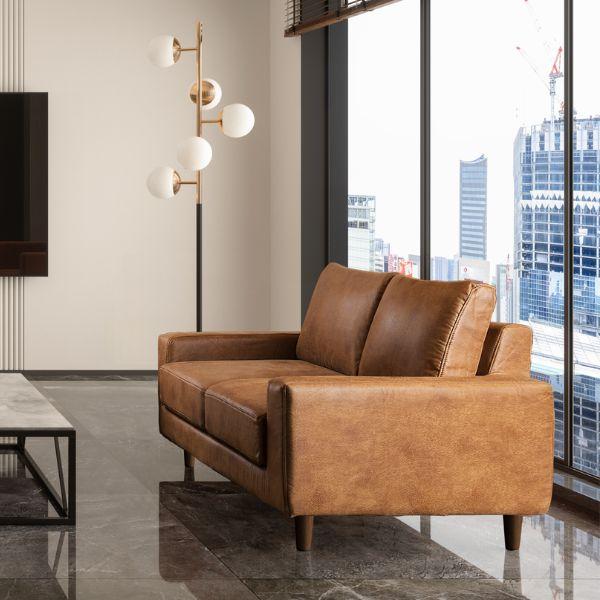 組立設置付 高密度ウレタン 2人掛け肘付きソファ(合皮タイプ) 幅170cm  ソファー コーナー おしゃれ 北欧 カフェ シンプル リビング | 