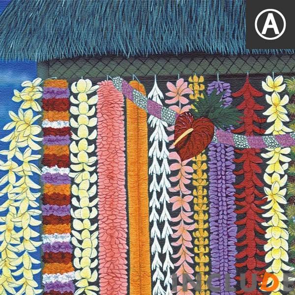 アートパネル ファブリックボード HILO KUME ビーチ リゾート トロピカル ハワイアン フラワー・レイ カラパワイ マーケット ターコイズ ブルー |  | 05